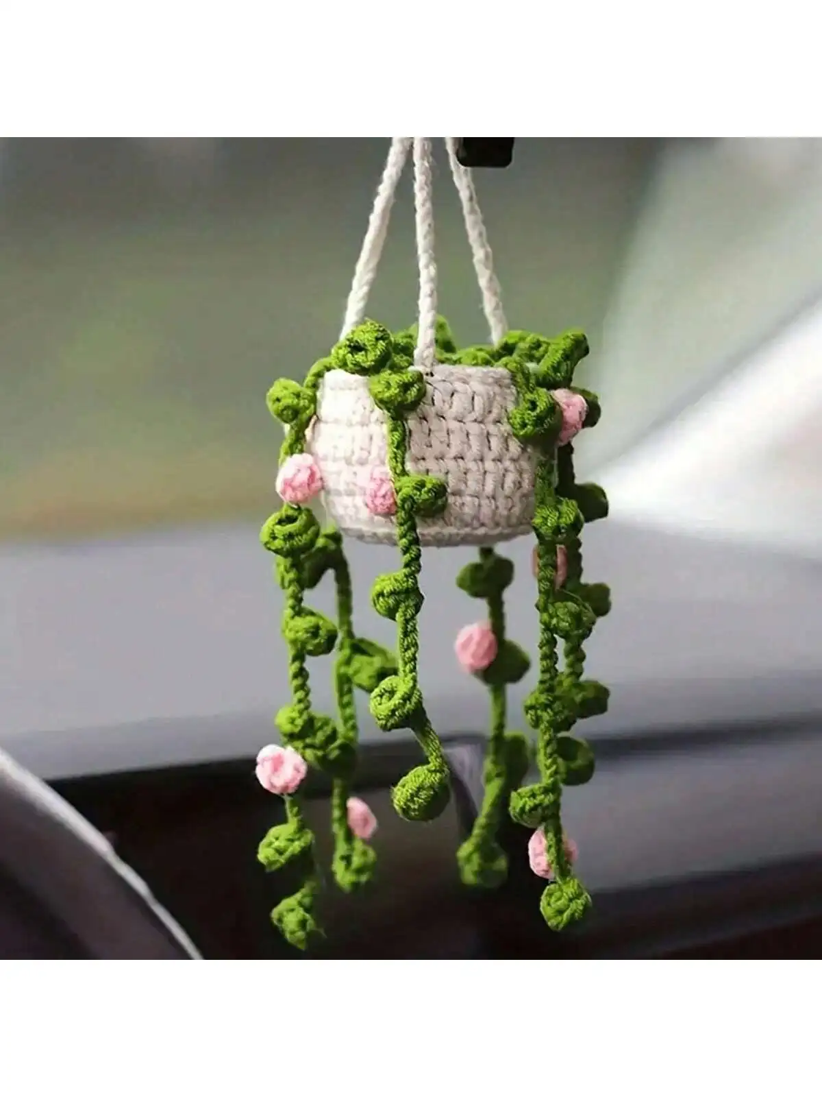 1 Stück Handgefertigte Häkel-Auto-Ornamente - Niedliche Gestrickte Rückspiegel-Dekoration, Kreative Stoff-Innenausstattung – Detail 3