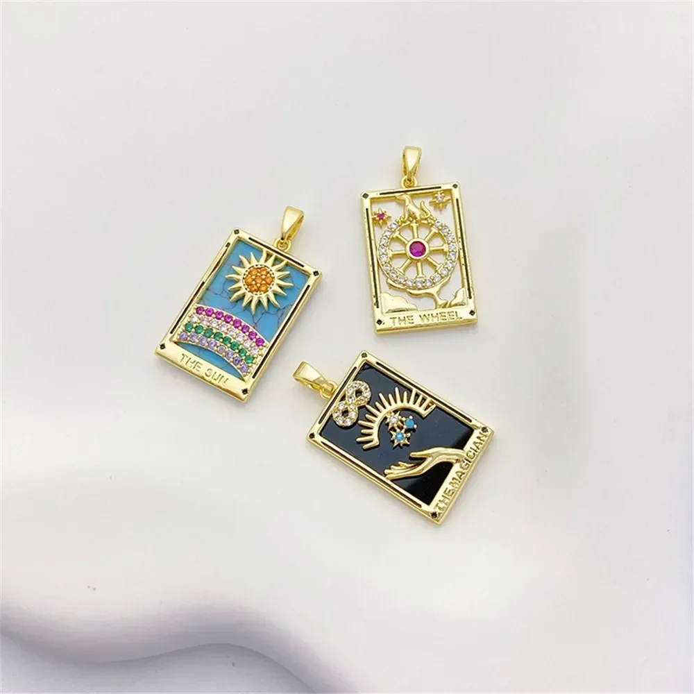 จี้รูปทรงสี่เหลี่ยมจัตุรัสประดับเพชรเซอร์โคเนียมสีรุ้ง 18K ทองคำแท้ งานฝีมือสำหรับทำสร้อยข้อมือ สร้อยคอ และเครื่องประดับศีรษะ รุ่น L539