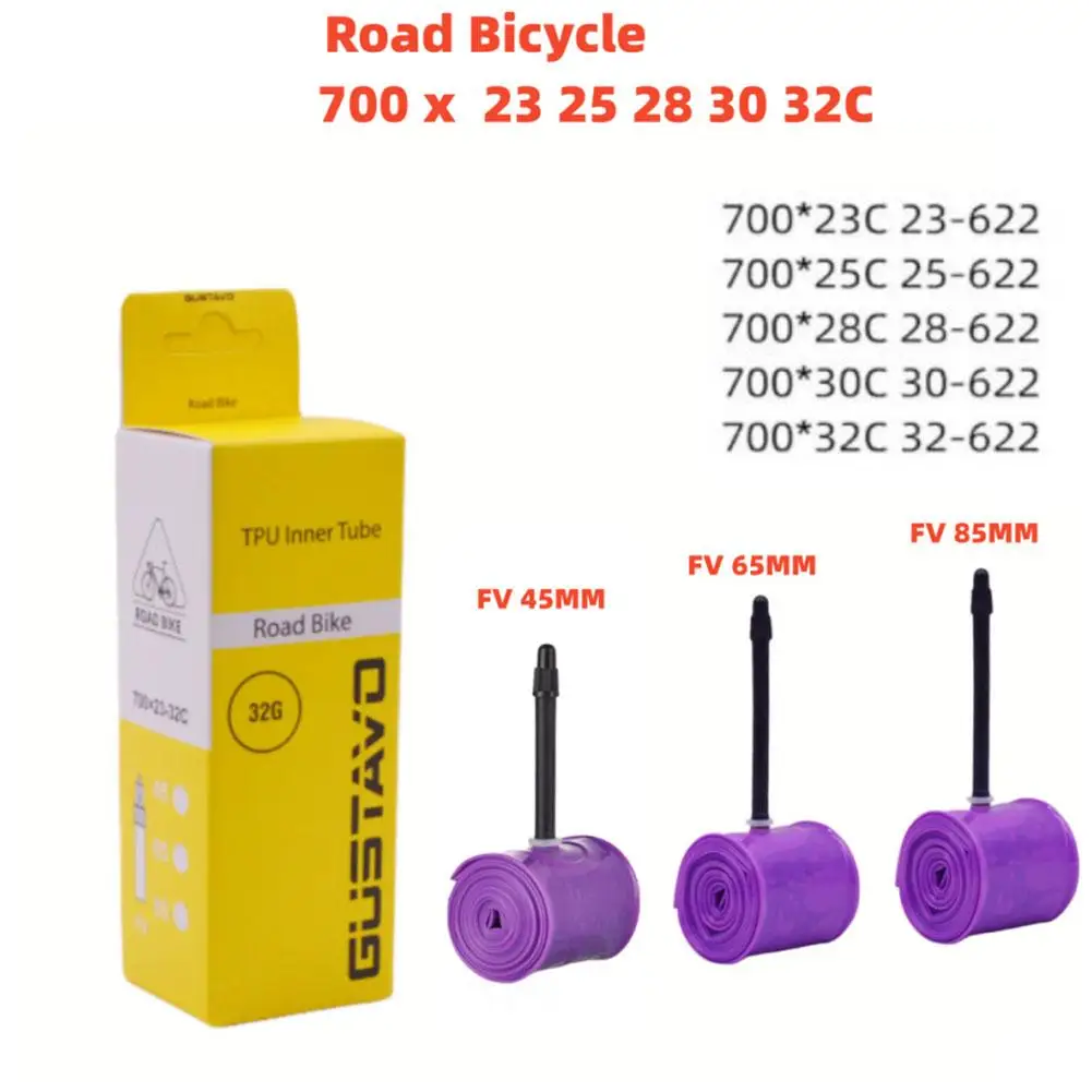 700CX 23-32C/35-50C Ultra-light TPU Gravel Road Car Puncture, Explosion-proof Inner 45/65/85mm Tube Nozzle Wear-resistant T2X3