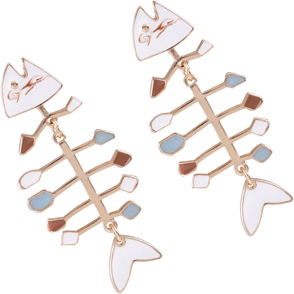 Pendientes de espina de pescado con medallón, colgante peculiar de moda, creativo para mujer, joyería novedosa