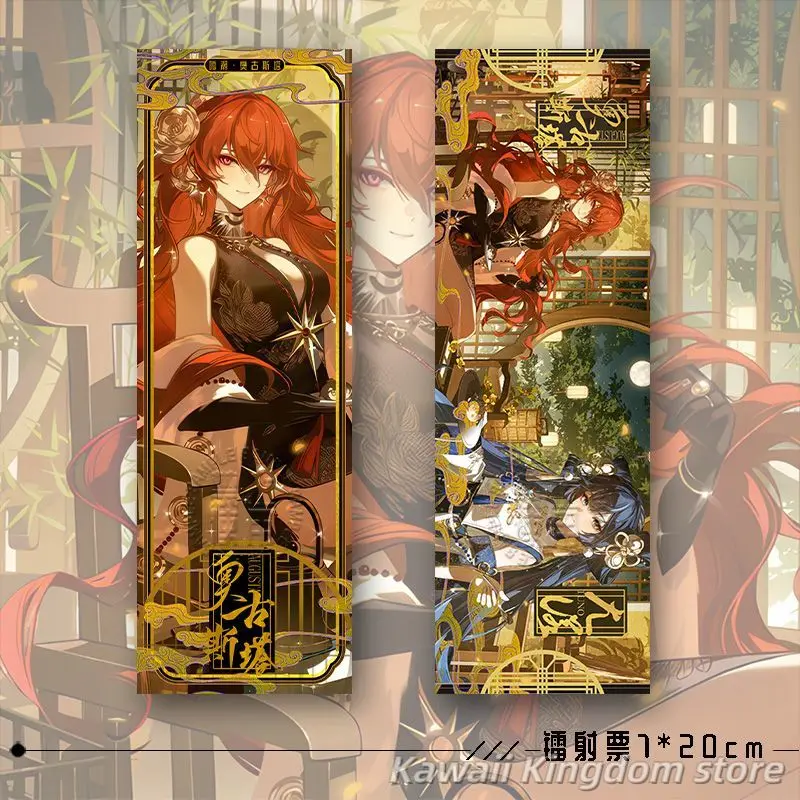 Wuthering موجات أوغوستا تأثيري الليزر تذكرة كتلة مفتاح سلسلة شارة بطاقة بريدية 6 قطعة/المجموعة التميمة طالب ملحق المشجعين هدية