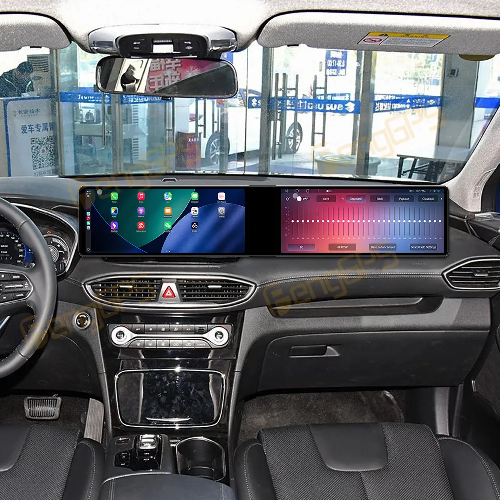 

Автомобильное радио Carplay с двойным экраном 12,3 дюйма для Hyundai Santa Fe 2017-2021 Android 13, мультимедийный плеер, GPS-навигация, авто DSP, стерео