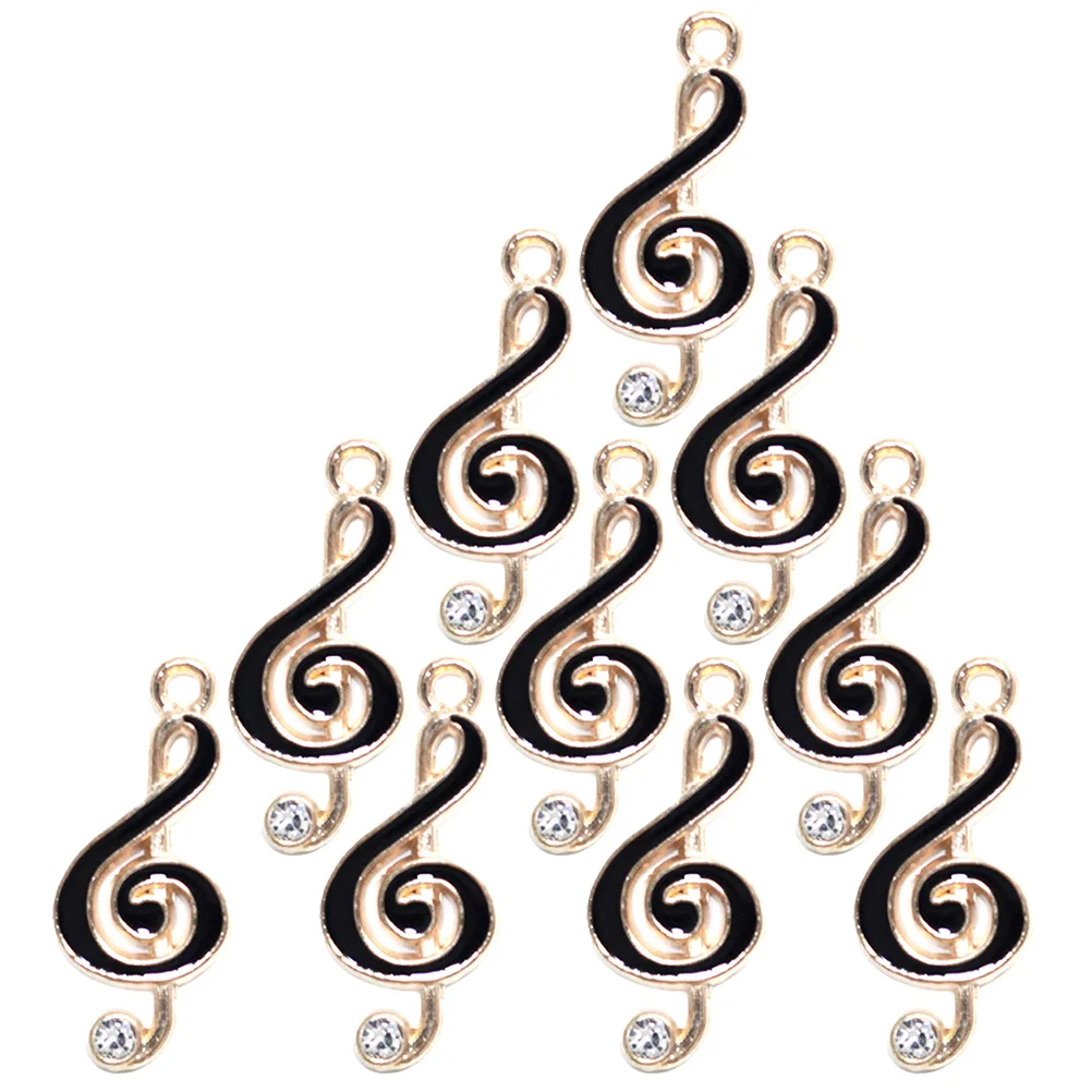 

10 Pcs Musical Note Pendant Charms Rhinestones Metal Jewelry Making Crafts Necklace Bracelet Earring Accessories Decorative