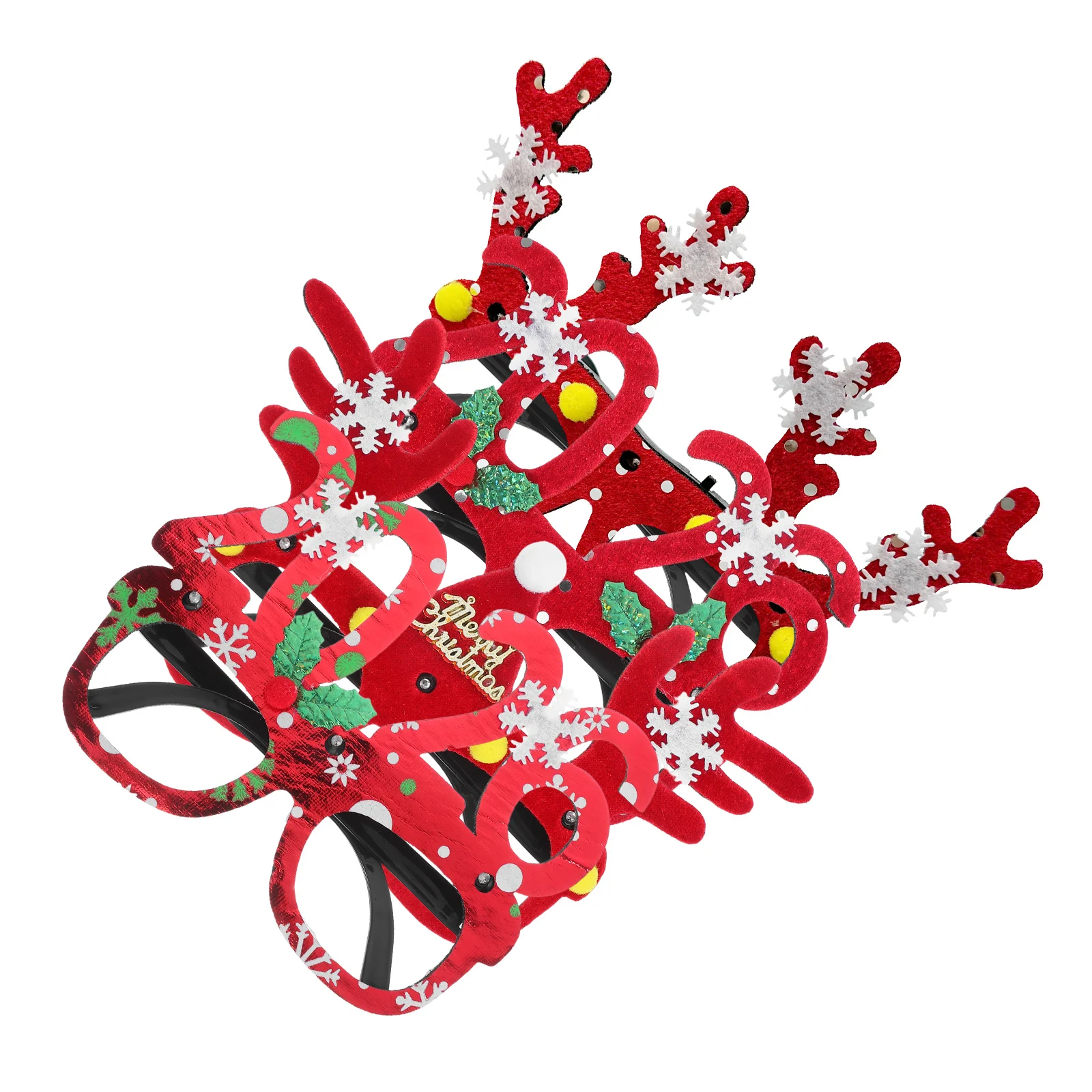 

4Pcs Christmas LED Glasses Reindeer Antler Santa Hat Xmas Party Eyewear Holiday Photo Booth Props Glitter Festive Eyeglasses