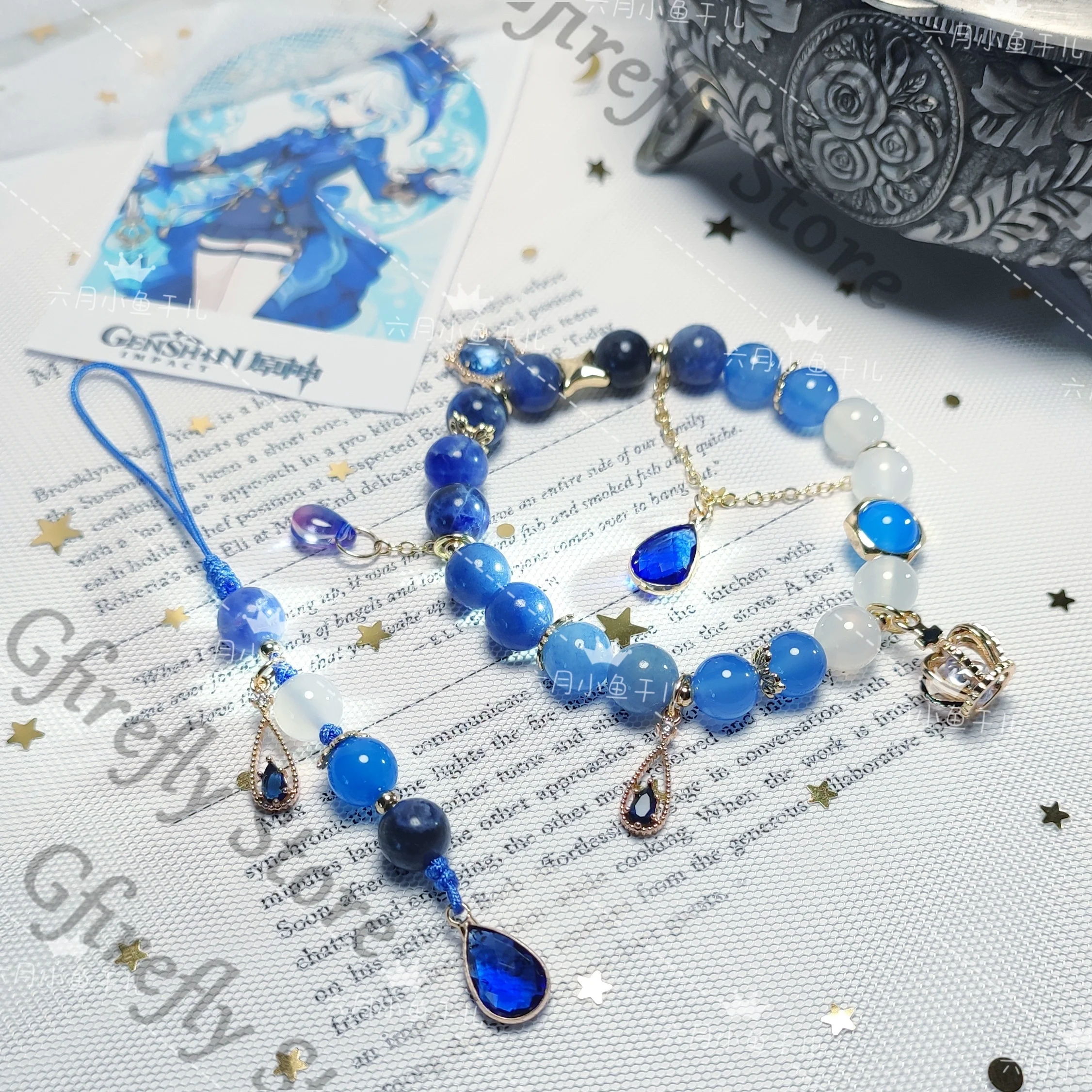 

Genshin Impact Furina Impression Derivation Cosplay Coloured Glaze Bracelet Chain Ornaments Hand Chains Cell Accessories