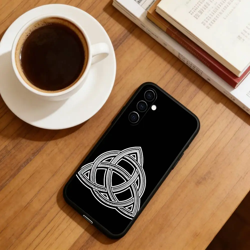 Celtic Knot Pattern Phone Case Black Silicone Soft For Samsung Galaxy A73,A72,A71,A70,A53,A52,A51