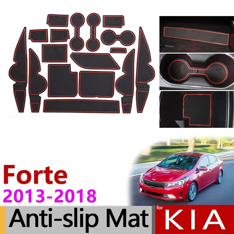 Anti-Slip Rubber Gate Slot Cup Mat for KIA Forte K3 YD Soul AM Optima TF JF Accessories Stickers 2010 2013 2015 2016 2017 2018