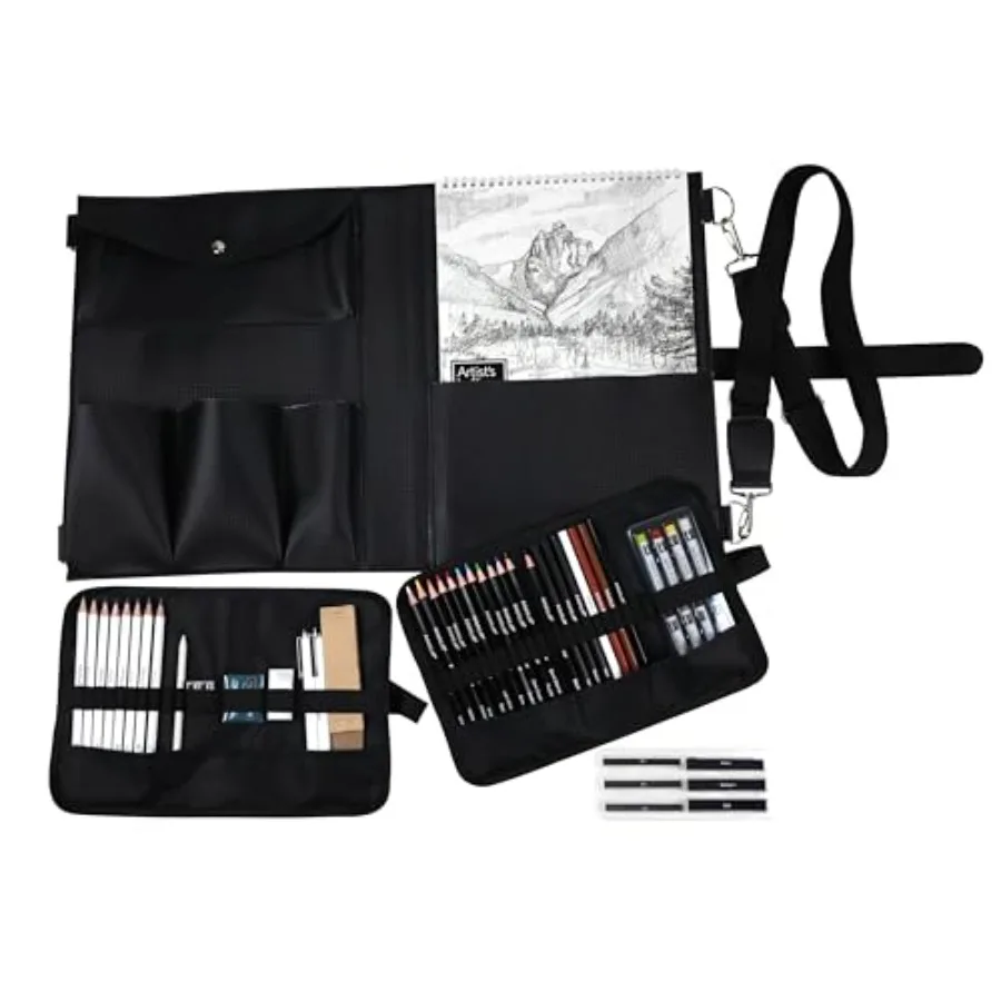 

Artist's Loft Everyday Drawing Set with Case - Includes Watercolor Pencils Oil Pastels Graphite Sticks and Erasers - 1 Set