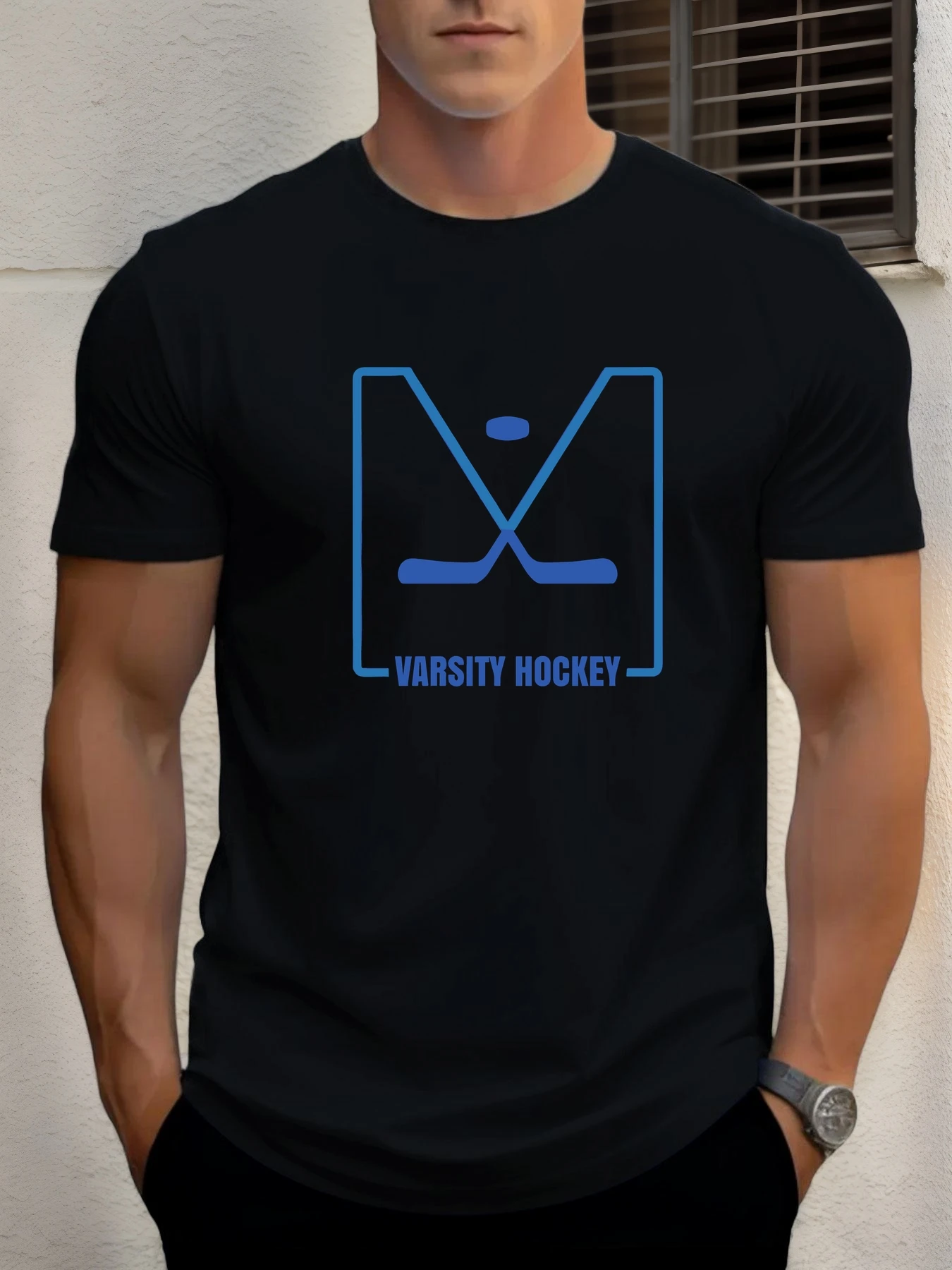 

T Shirt For Men Varsity Hockey 100% Cotton Graphic Printing Summer Round Neck T-Shirt Casual Breathable Street Style Daily Top