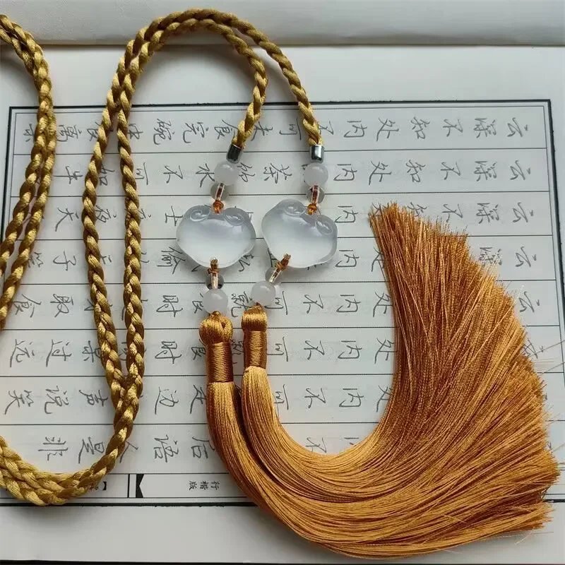 Accesorio de cintura Hanfu, colgante de borla, cadena de cuerda para la cintura, adornos de cintura Vintage chinos para mujer, colgante de Jade, paso prohibido para hombres