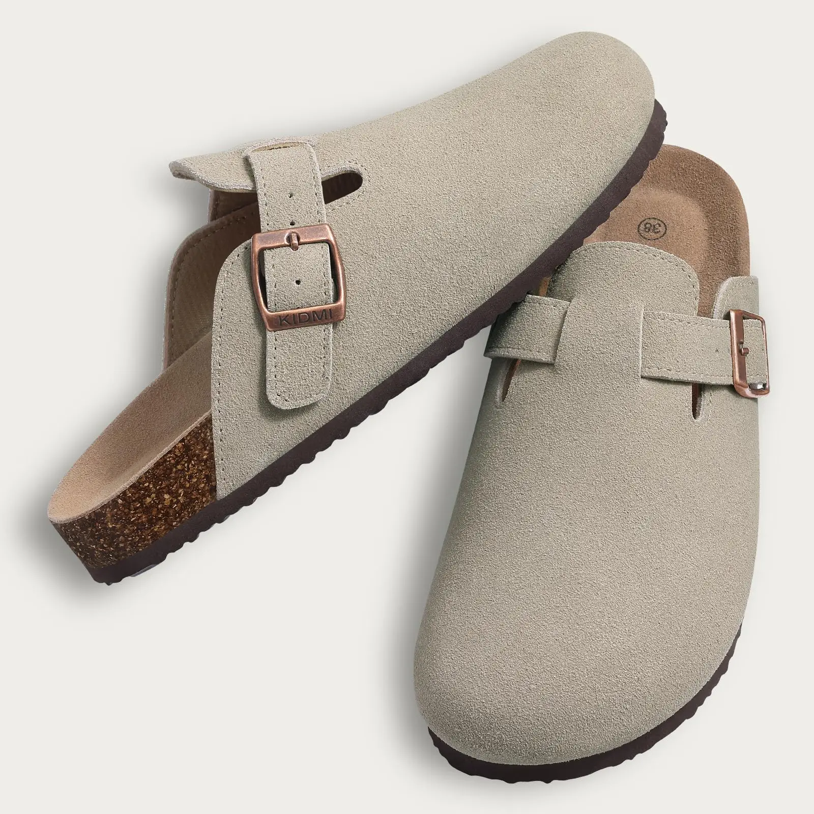 Crocker-Tamancos de Cortiça para Homens e Mulheres, Sapato de Mulas com Suporte de Arco, Sapatos Unissex de Praia de Verão, Sandálias de Camurça