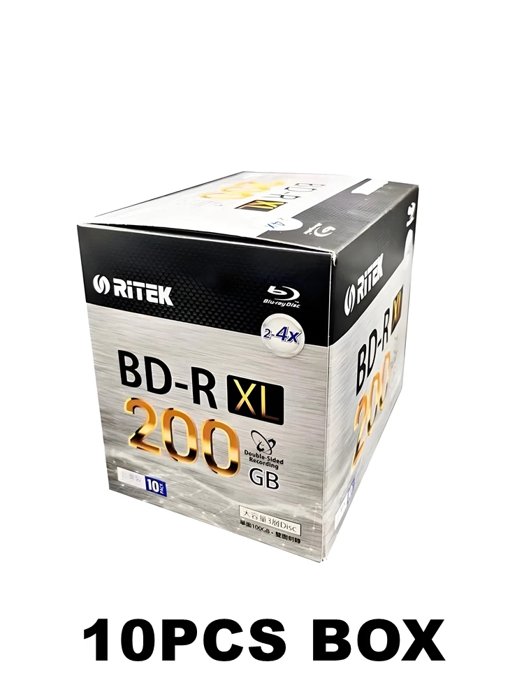 10枚入り/箱 Ritek BD-R XL 両面 200GB 2-4倍速 ブルーレイ ブランクディスク 260分録画 ブルーレイディスク