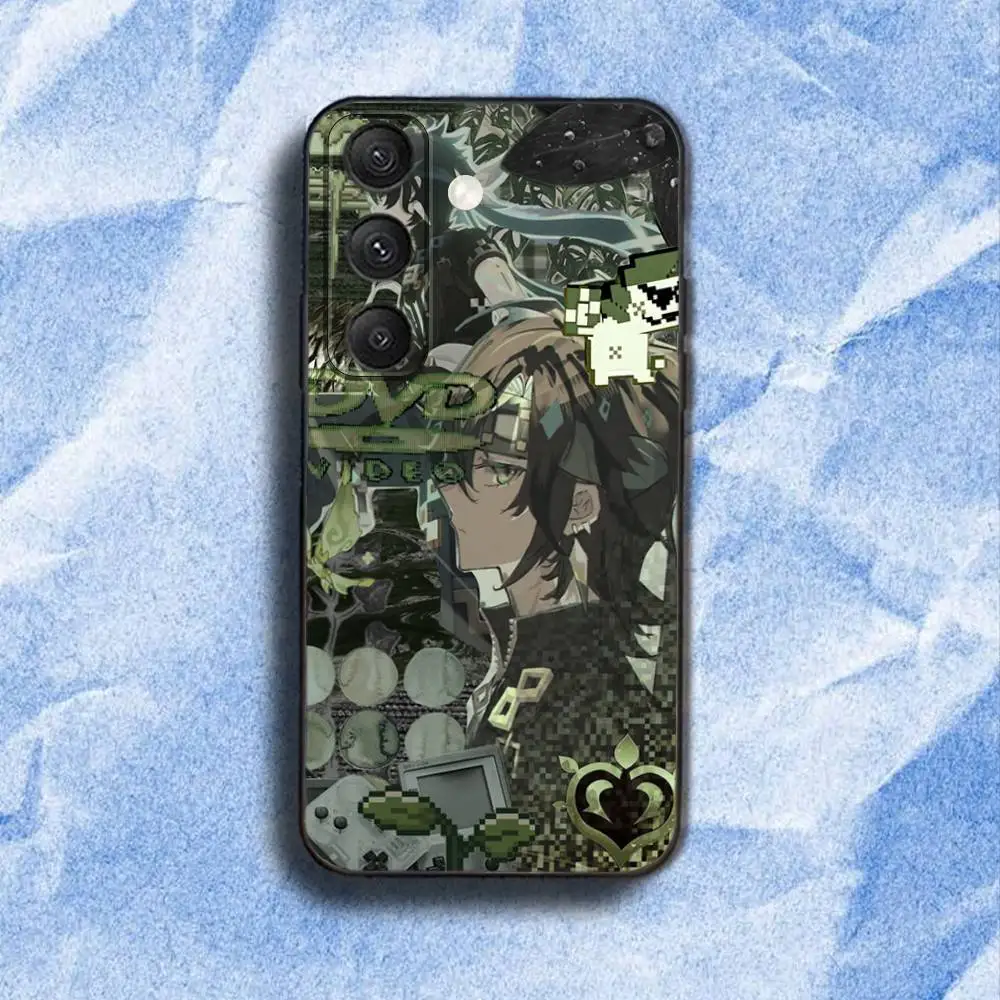 حافظة هاتف K-Kinich Genshin ImpactS لهاتف سامسونج S 25,24,23,22,30,21,10,9,Ultra,Plus,Lite,FE,4,5G حافظة ناعمة سوداء