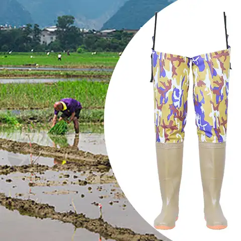 Waders PVC Thigh Waders Anti Skid Watertight Fishing Waders Waterproof Hip Waders for Gardening Hunting Agriculture Fishing