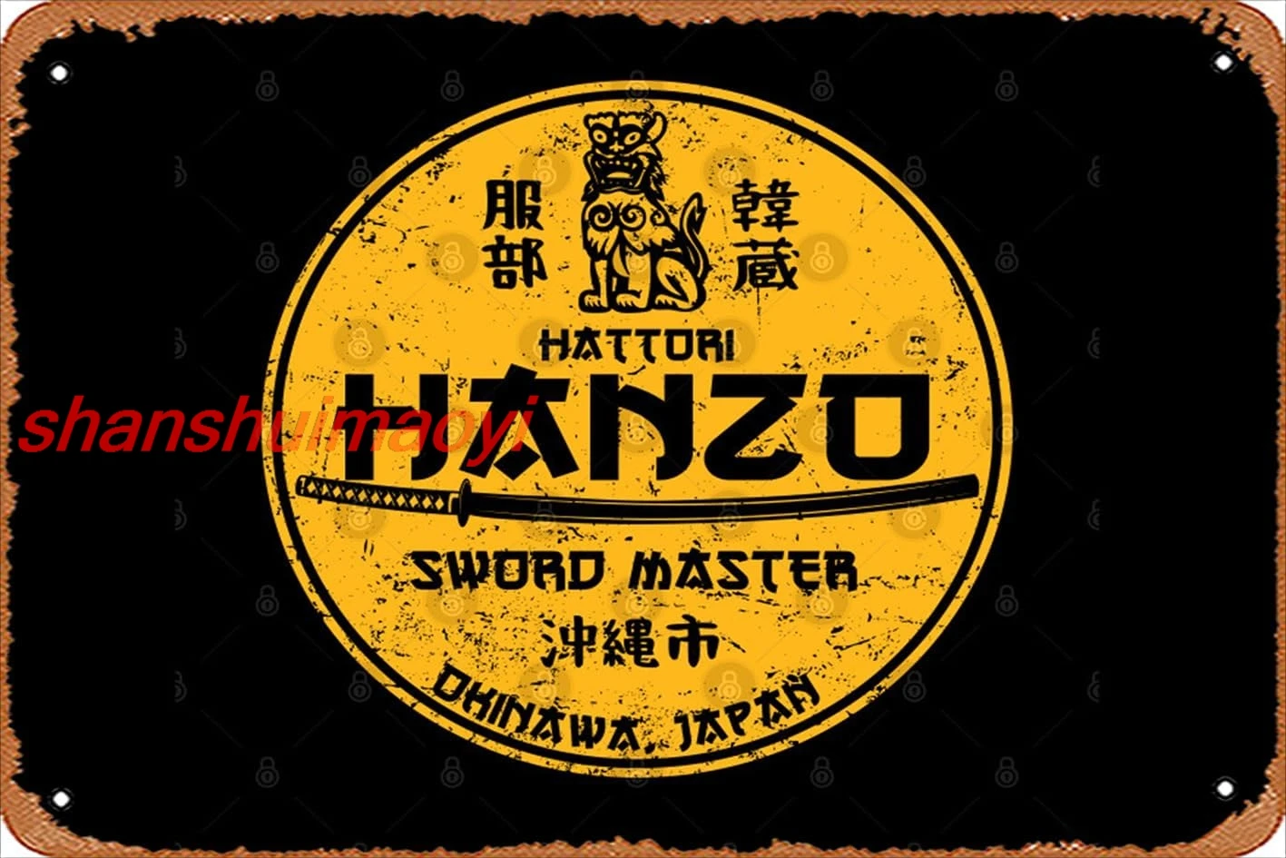 Zuhhgii Retro Tin Sign Hattori Hanzo Sword Master Vintage Funny Novelty Metal Signs Man Cave Humorous Signs Movies Music Bar Art