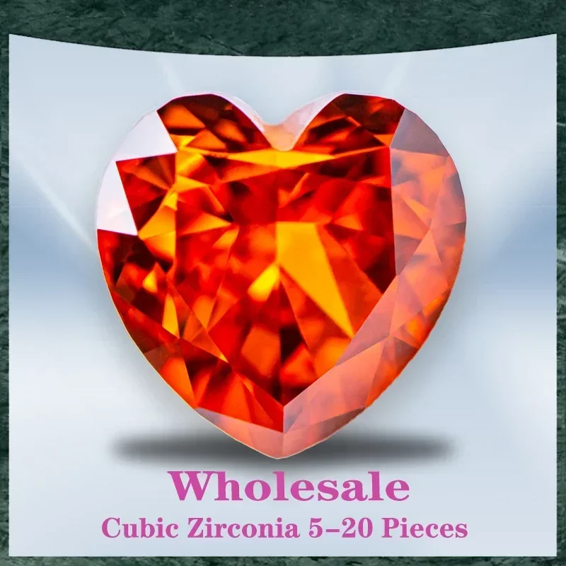 

Cubic Zirconia Wholesale No Certificate Crushed Ice Cut Heart Shape Orange Color Charms Beads Top for jewel making