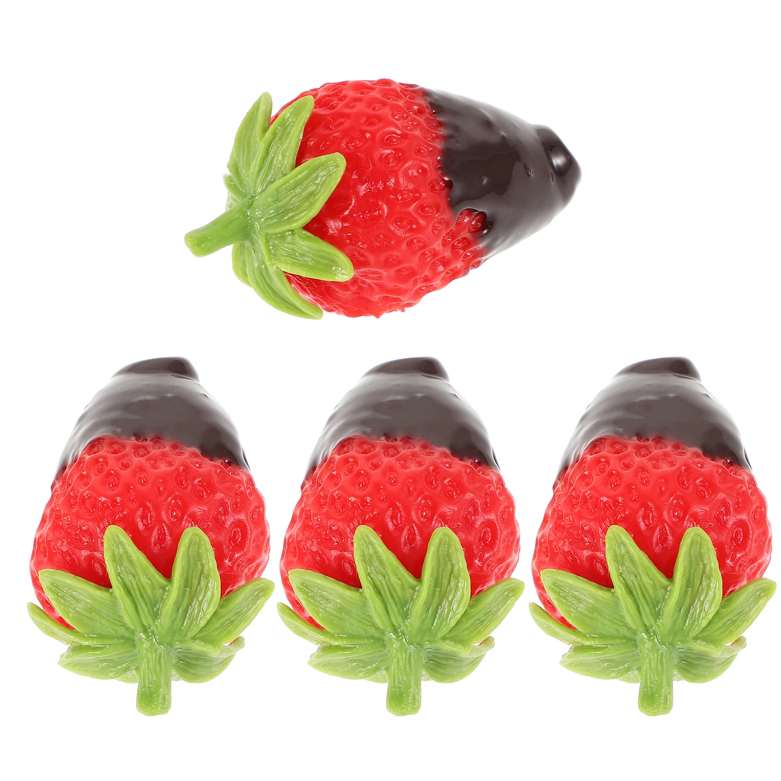 4 Pcs Realistic Artificial Strawberries Fruit Decor Lifelike Faux Plastic Fruits for Home Office Store Display Photography Props