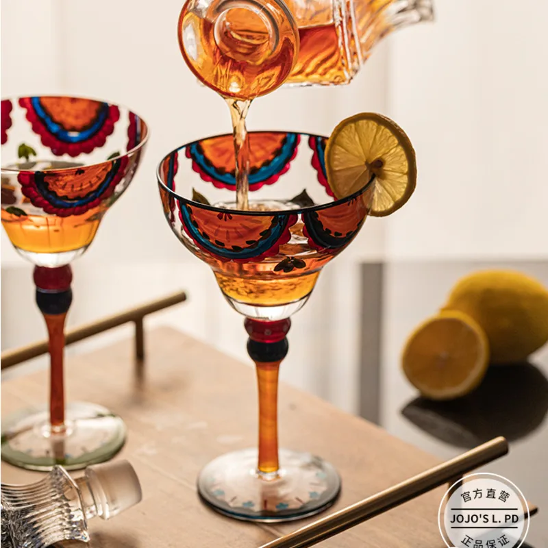 Creative And Elegant Glass Art Wine Ware European Retro Home Sunflower High Foot Champagne Glass Light Luxury Red Wine Glass