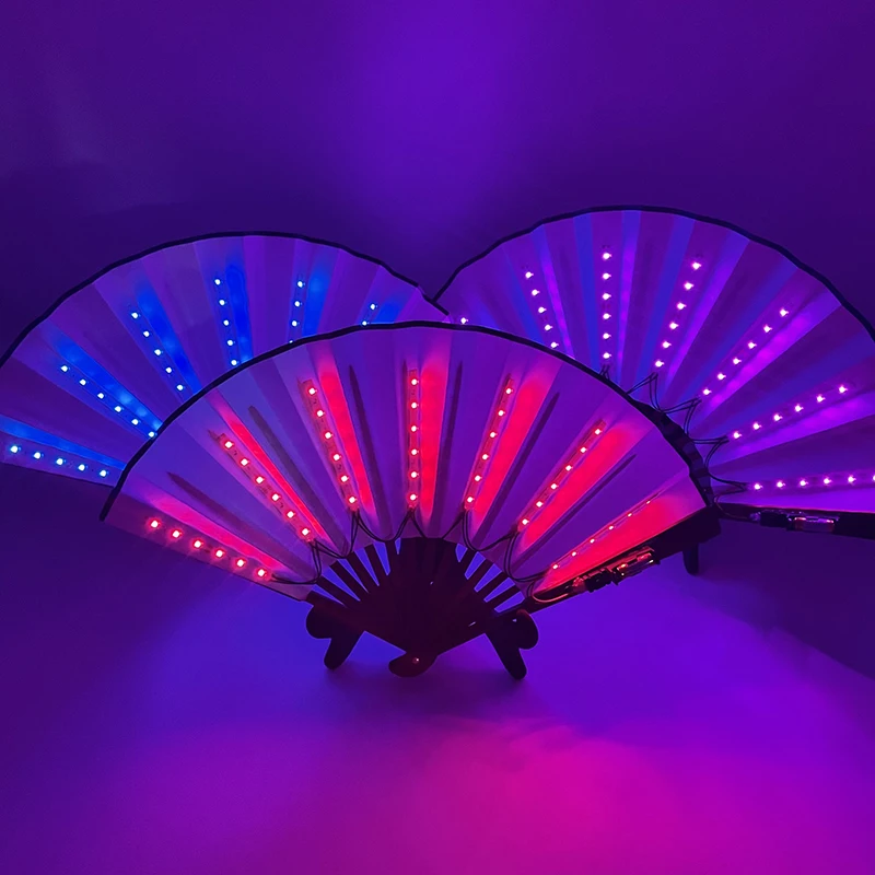 10/13 Zoll Leuchtender Handfaltfächer Hochzeitsgeschenke Fächer mit LED-Lichtern Verschiedene Stile Leuchtende Festival-Fächer Bar-Requisiten – Detail 2