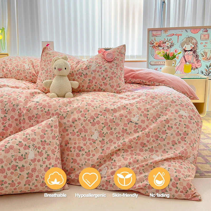 Premium Bedding Set Printed Duvet Cover Set: 1 Duvet Cover (Cotton A-Side Flannel B-Side) + 2 Pillowcases,  - Cozy Sleep