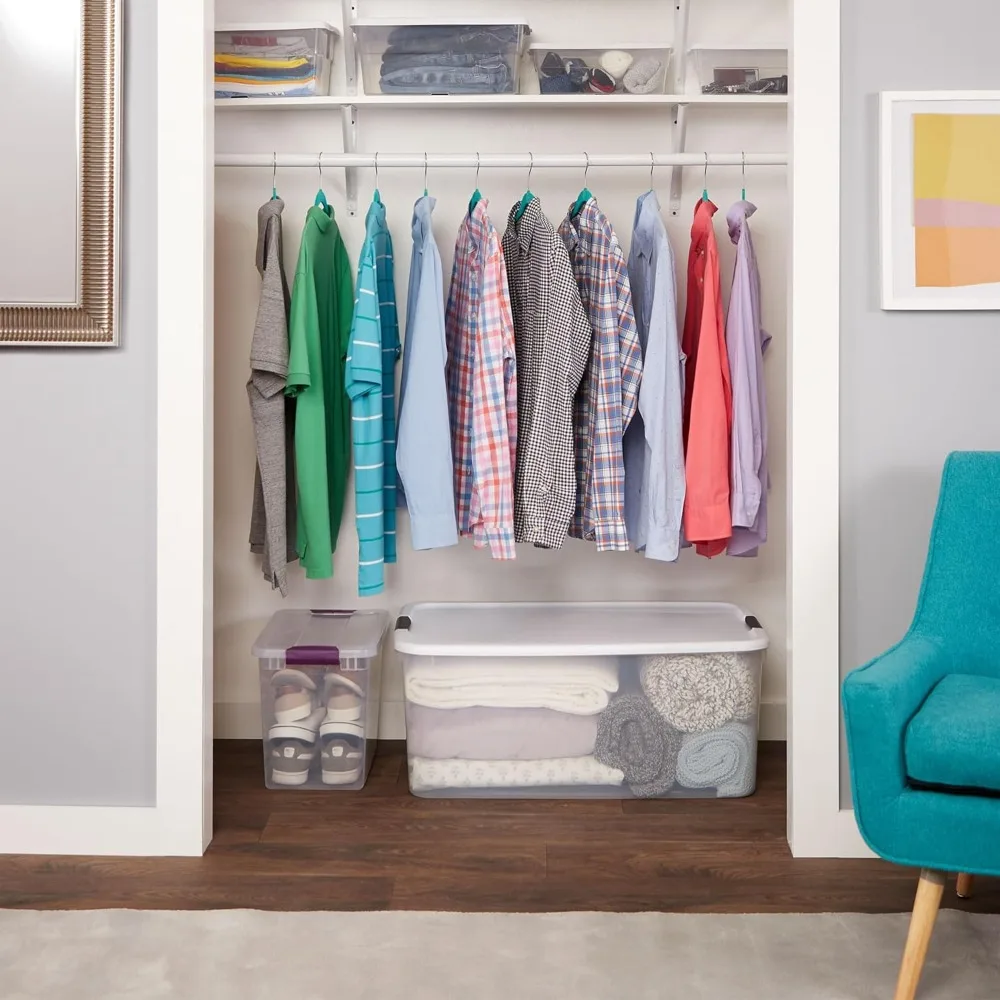 Caixa ultra com trava de 8 pacotes, caixas de armazenamento com tampas, plástico transparente, 116 quartos - recipientes organizadores resistentes