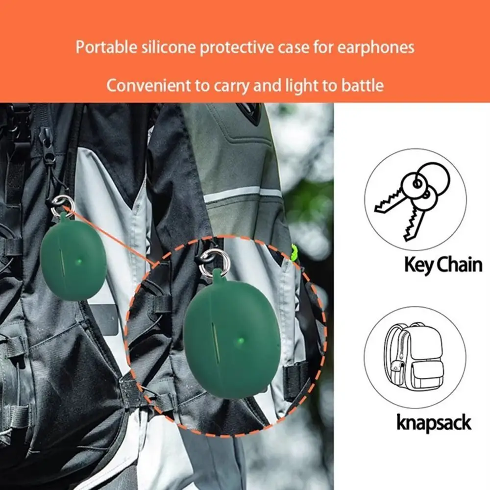 Anti-fall Earphone Case with Keyring Dustproof Earbuds Cover Anti Scratch Silicone for QCY MeloBuds N20 view 6