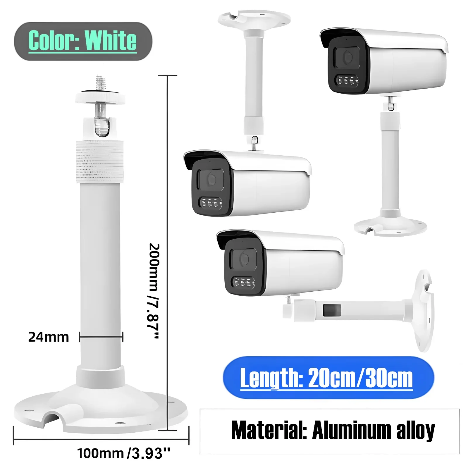 

White/Black/Silver Mini Projector Wall Mount Stand Ceiling Bracket CCTV Camera Holder 6mm Thread for Projector Security Camera