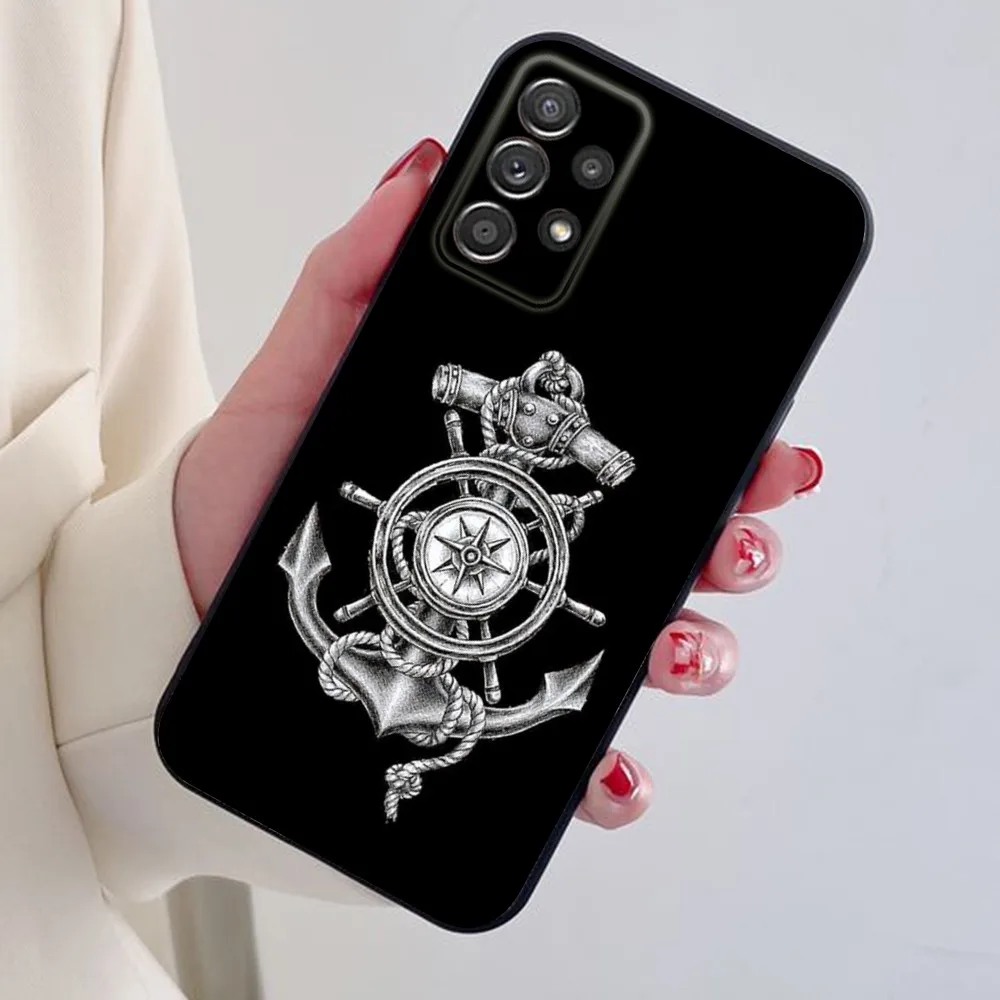 Anchor Phone Case For Samsung S24,S21,S22,S23,S30,Ultra,S20,Plus,Note,10,9,5G Black soft silicone case