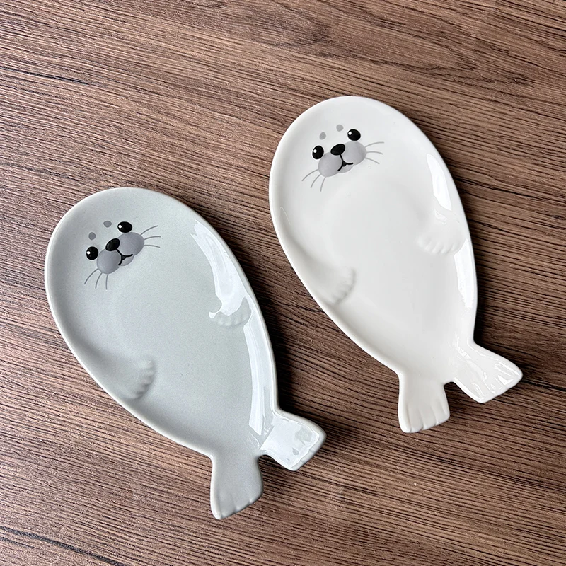

Japanese Sle Cerc Small Seal Plate Milk Sauce Dip Plate White Bear Sna Plate Seasoning Plate Dining Utensils Di