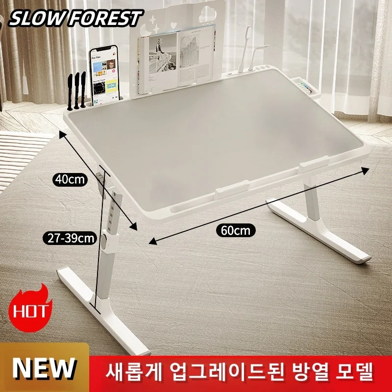 조절 가능한 노트북 침대 트레이 테이블, 휴대용 스탠딩 데스크, 수납 서랍 포함, 접이식 소파용 노트북/태블릿 거치대, 편안한 시청 가능