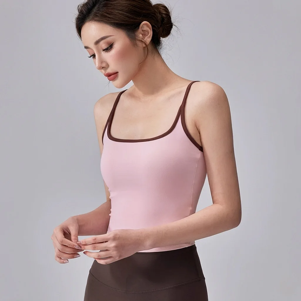 Women Thin Straps Racerback Open Back Sports Bra Soft Second Skin Breathable Yoga Tank Top for Pilates Fitness Yoga Training