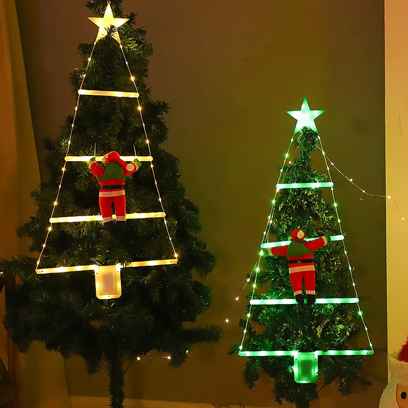 Christmas Tree LED Ladder Lights Battery-operated Garland RGB Fairy Light Waterproof For Outdoor Garden New year's Decoration