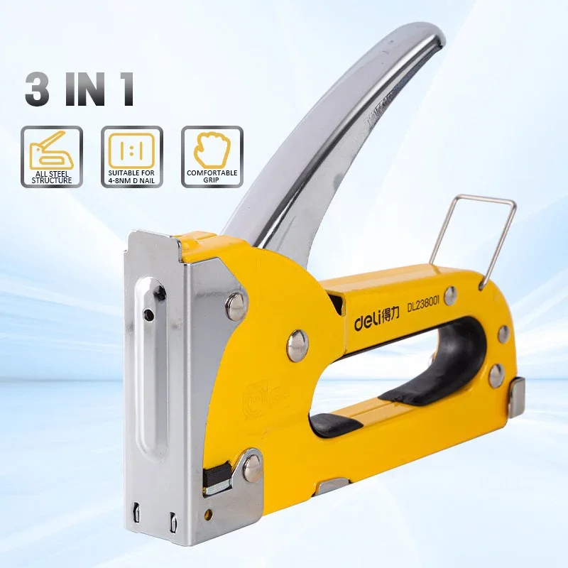 3 in 1 stainless steels Stapler Nail Gun Multifunction Wood Upholstery Stapler Gun for Home DIY Carpentry Hand Fastening Tools