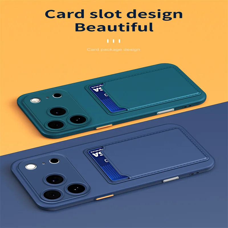 Soft Silicone Slot Wallet Card Holder Back Case For iPhone 18 Pro Max 18 Pro 17 Air 11 12 13 14 15 16 Plus Mini Shockproof Cover