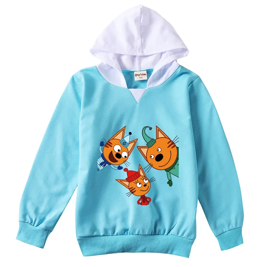 

2-16Y Kid-E-Cats Russian Три Кота Costume Kids Three Happy Cats Hoodie Baby Girls Sweatshirts Junior Boys Hooded Outerwear&coats