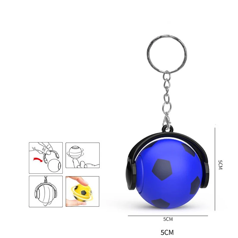 ファッションスポーツキーホルダー指先ジャイロ回転サッカーバスケットボール指ストレスリリーフキーホルダー子供のおもちゃのギフトマルチスタイル