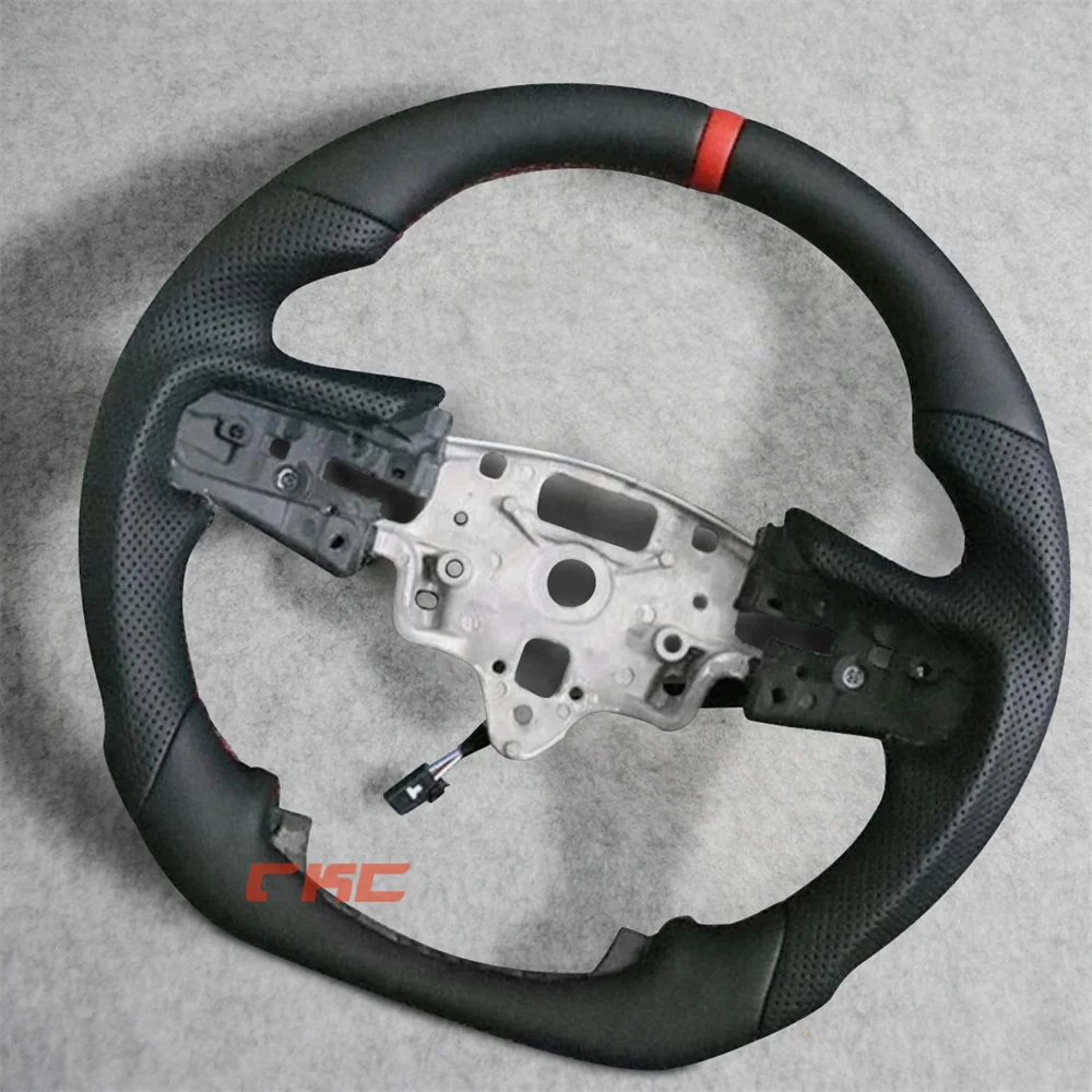 

Red Strip Black Perforated Leather Steering Wheel for 2019 2020 2021 2022 2023 2024 Chevrolet Silverado 1500 with Heating