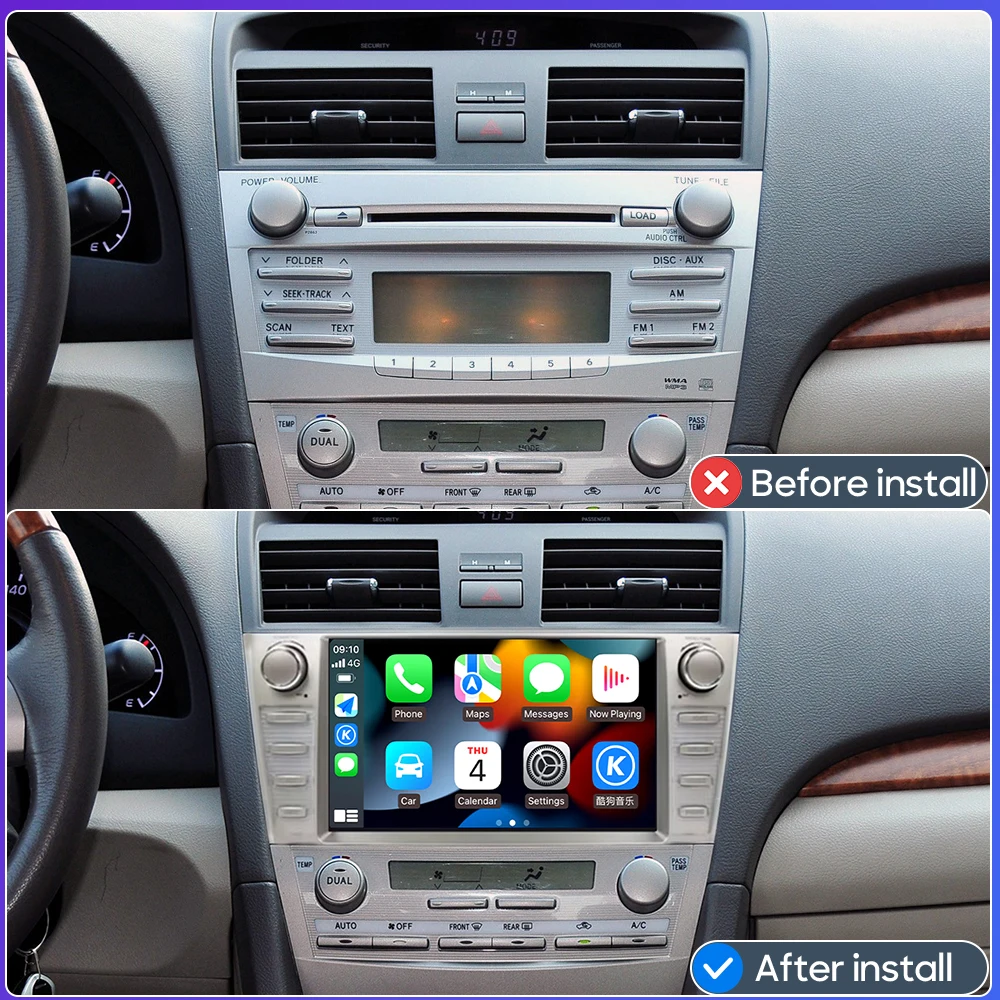 Android 16 For Toyota Camry XV40Aurion 2007 - 2011 Car Radio Video Multimedia Player Auto Head Unit Carplay Navigation GPS DSP