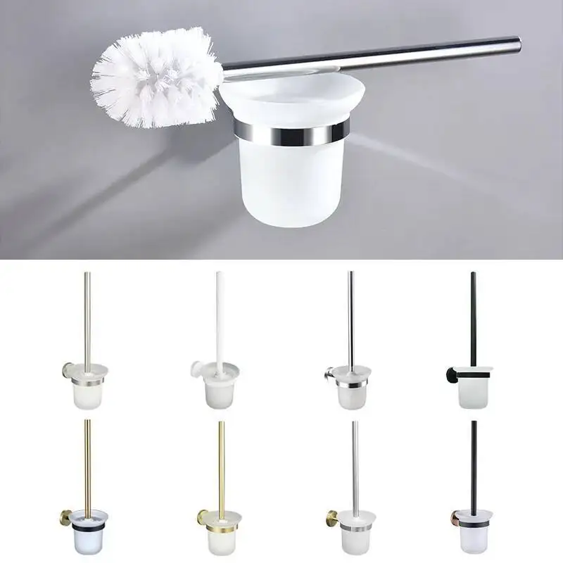 حامل مرحاض من الفولاذ المقاوم للصدأ باللون الأسود باللون الذهبي الوردي، فرشاة تنظيف منزلية بزاوية ميتة، ملحقات الحمام المثبتة على الحائط