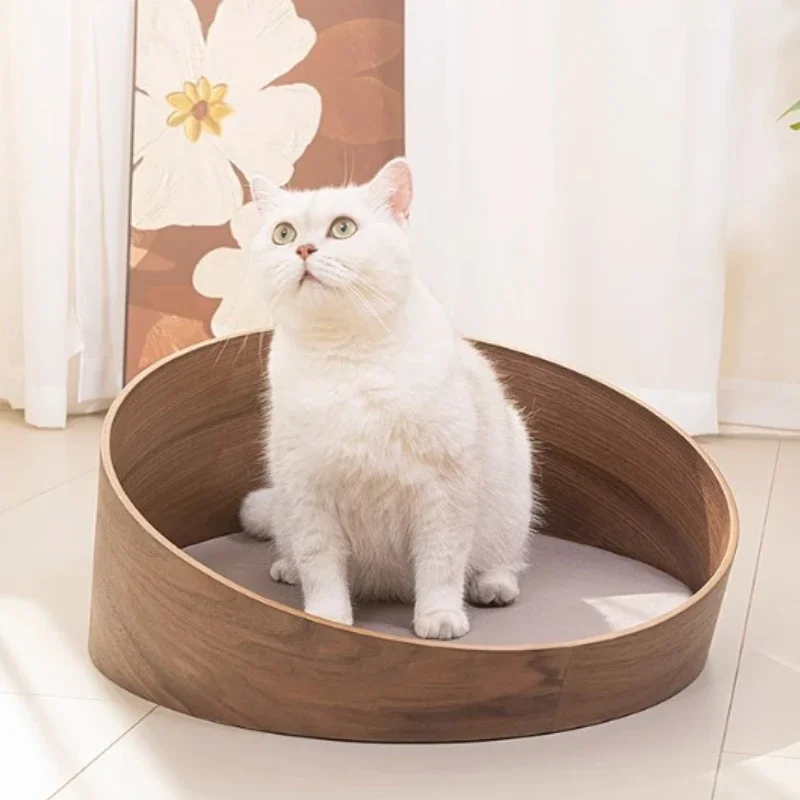 Wooden Cat Bed Removable Washable Pet Cats Beds Puppy Kitten Bed Furniture Accessories Cat Nap Kittens Small Dog Pets Supplies
