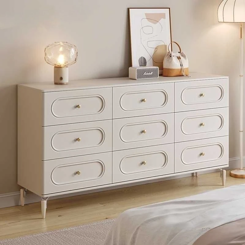Kommode im cremefarbenen Stil, Kommode für Schlafzimmer, Aufbewahrungsschrank für das Hauptschlafzimmer, Wohnzimmer, Nachttisch
