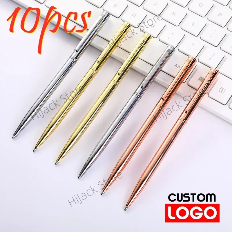 10 Pcs Metal Pen Custom Logo Wholesale Business Gift Pen  Signature Ballpoint Pen Birthday Gift Student Stationery