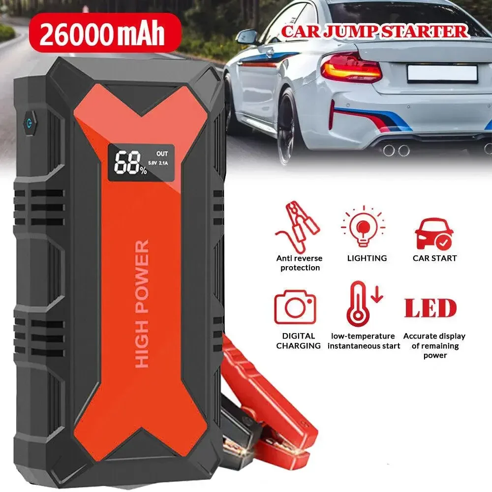 26000mah Car Jump Starter Battery Power Bank 1200A for Car Starter Portable Emergency Booster 12V Auto Starting Device