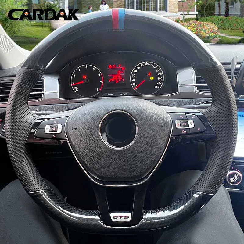 CARDAK Car Steering Wheel Cover Black Suede For Volkswagen Golf 7 Mk7 VW New Polo Jetta Passat B8 Tiguan 2017 Sharan 2016 2017