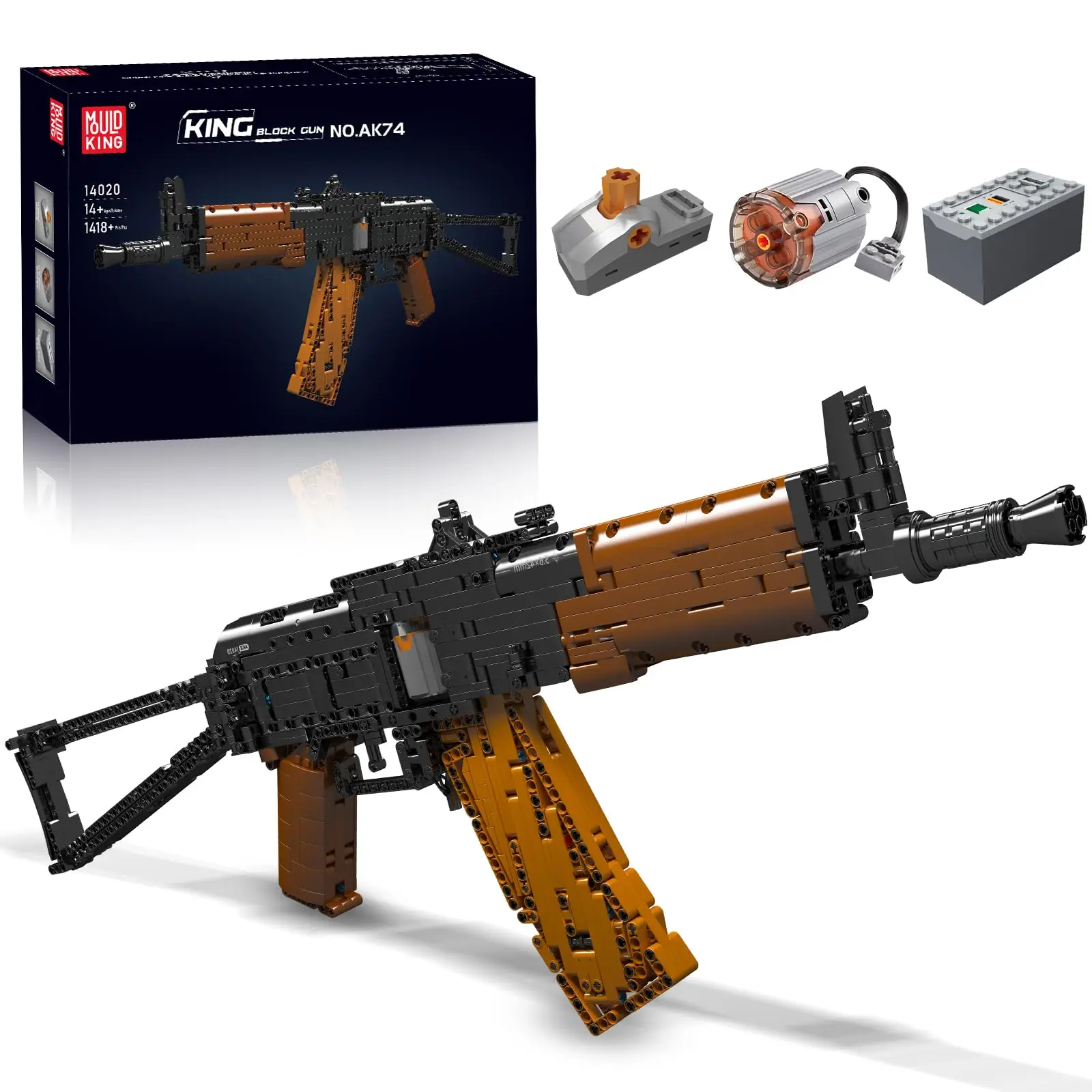 

1418PCS AK-47 Assault Rifle Building Blocks DIY Assembling Building Toy With Motor Simulation Emission Military Weapon Set 14020