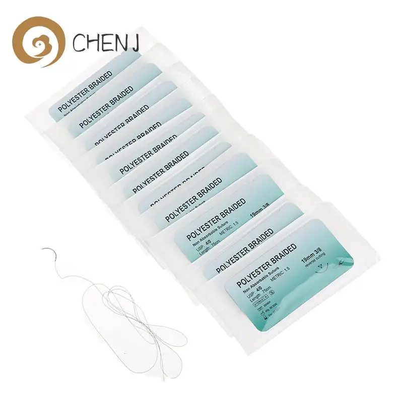 12Pcs 2/0 3/0 4/0 5/0 Sutures Veterinary Practice Suture Kit With Thread Surgical Material Surgeon Suture Needle Stitches