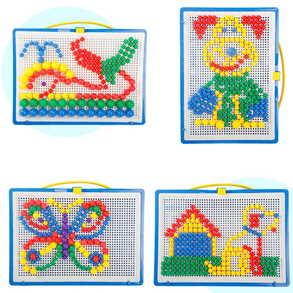 

296Pcs Mushroom Nail Jigsaw Creative Educational Pegboard Puzzle Set Early Childhood Hand Eye Coordination Development