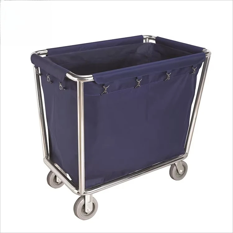 Hotel Room Four Wheels Stainless Steel Housekeeping Trolley Maid Cart Laundry Service Cart