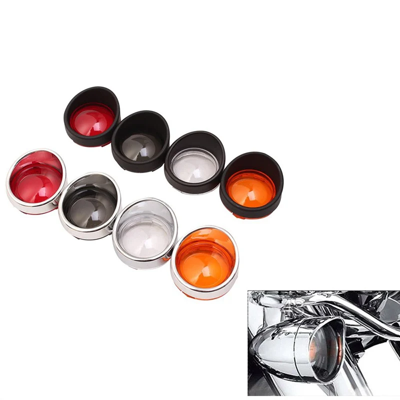 

2Pcs Motorcycle Turn Signal Light Bezels Lens Cover Visor Trim Rings For Harley Touring Sportster Dyna Softail
