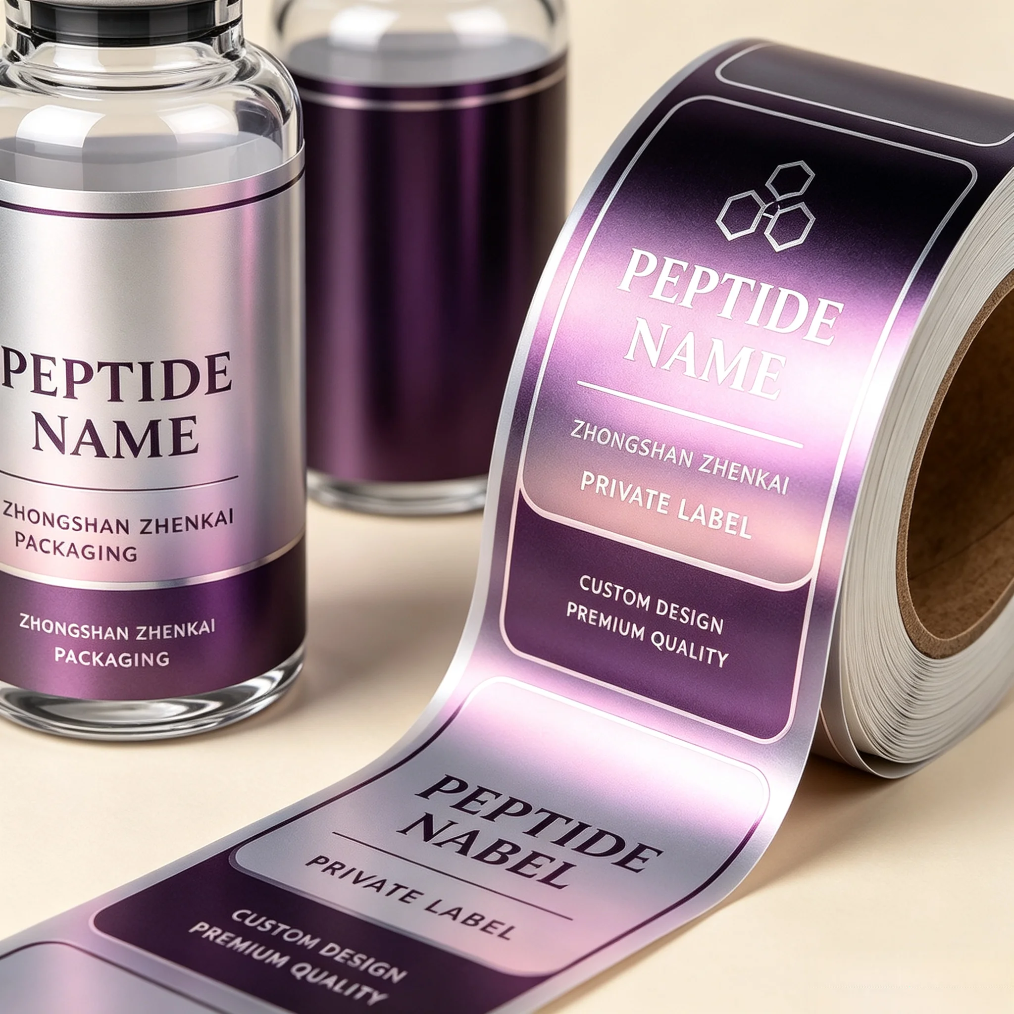 Custom Silver Foil Peptide Bottle Boxes Waterproof HD Printing Stickers Special For 3ml 10ml Body Workout Medicine Vials